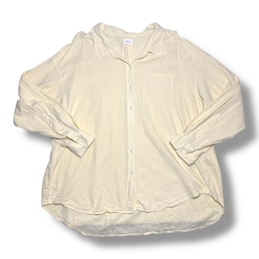 Aritzia Wilfred Free Yellow Cream Button Down Shirt Large - Picture 1 of 3